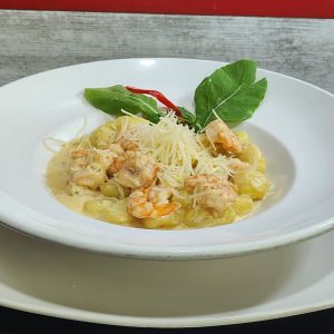 Ñoqui alfredo camarón $6.860